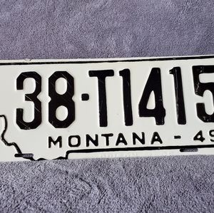 Pristine Vintage 1949 Prison Made Montana License Plate